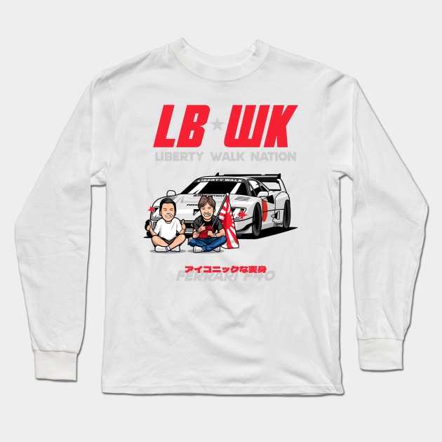 Liberty Walk Ferrari F40 Long Sleeve T-Shirt by kucingtertawa